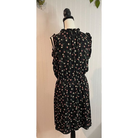 Lucky Brand Black Floral Print Ruffled Sleeveless Dress XL - Picture 3 of 12